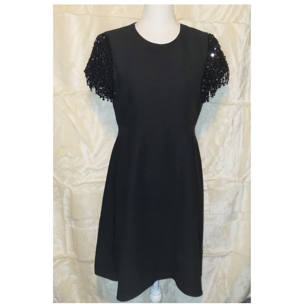 NWT Kate Spade Black sequin fringe swing dress